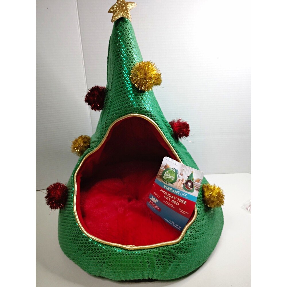 Vibrant Life Holiday Tree Ped Bed XS Covered Removable Cover Polyester Green